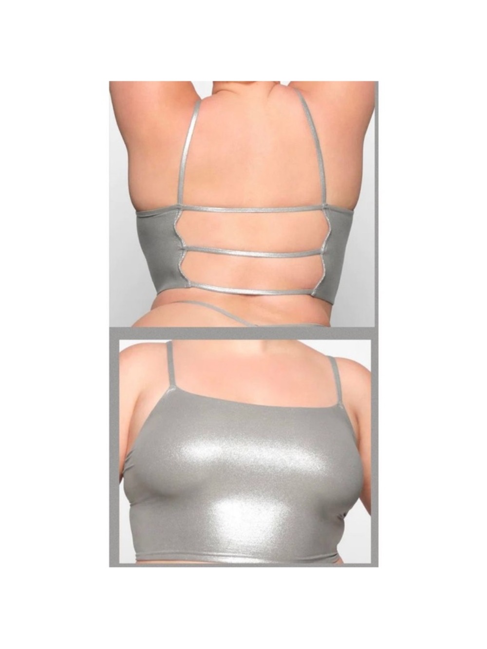 Skims Metallic Silver Strappy Back Cami Tank Top Medium